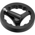 J.W. Winco JW Winco - - Plastic Three Spoked Handwheel w/ Retractable Handle - 4.92"D -.24" Pilot Hole 6361010